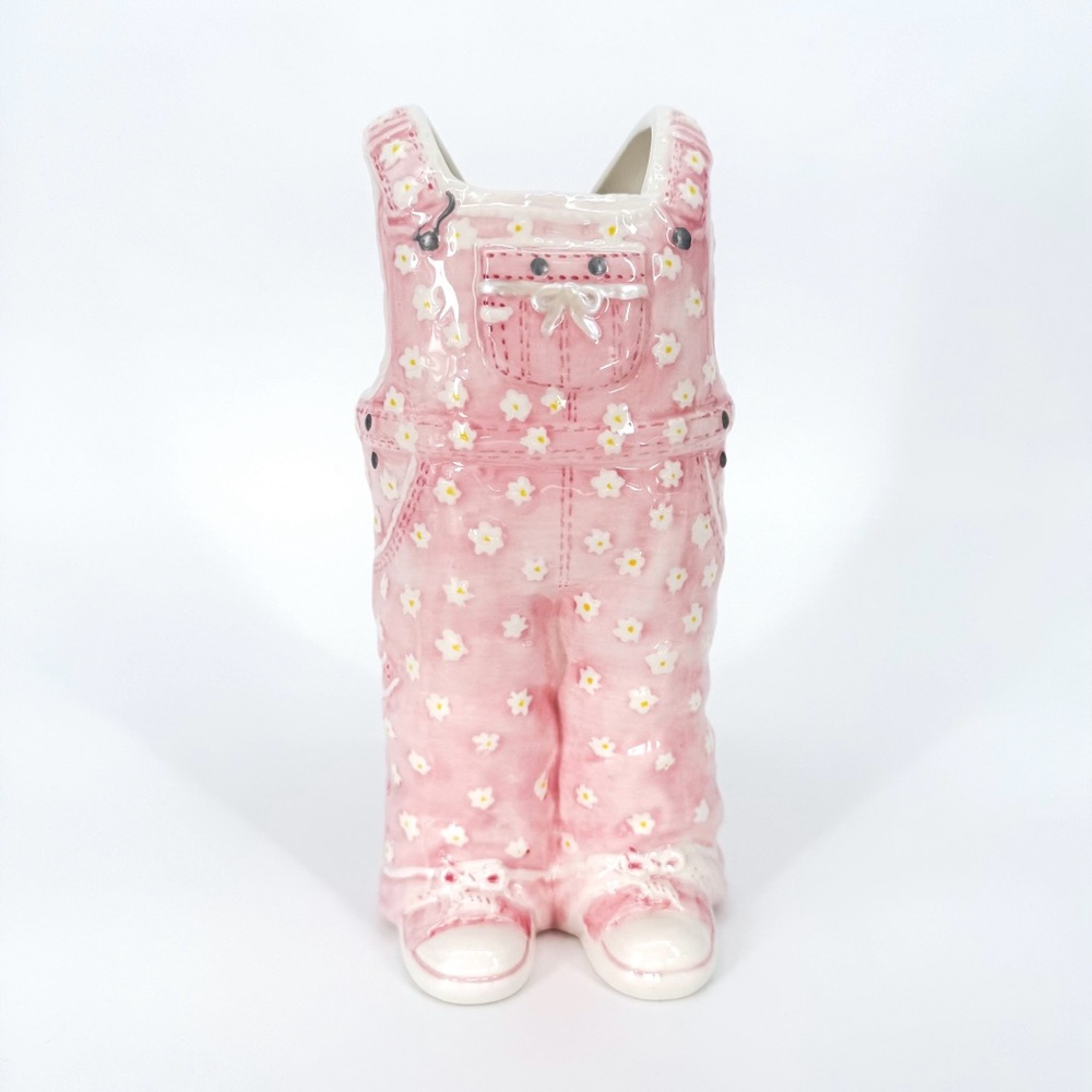 Burton & Burton Pink Daisy Floral Overalls Vase Planter